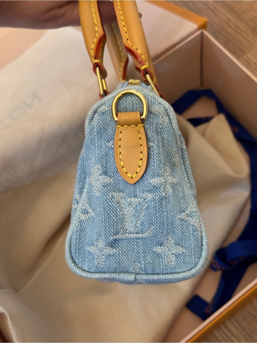 Louis Vuitton Light Blue Denim Nano Speedy 2023 - Picture 13 of 16